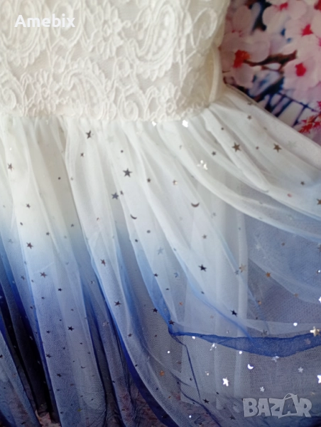 Елегантна парти детска рокля с дантела за 12г, снимка 1