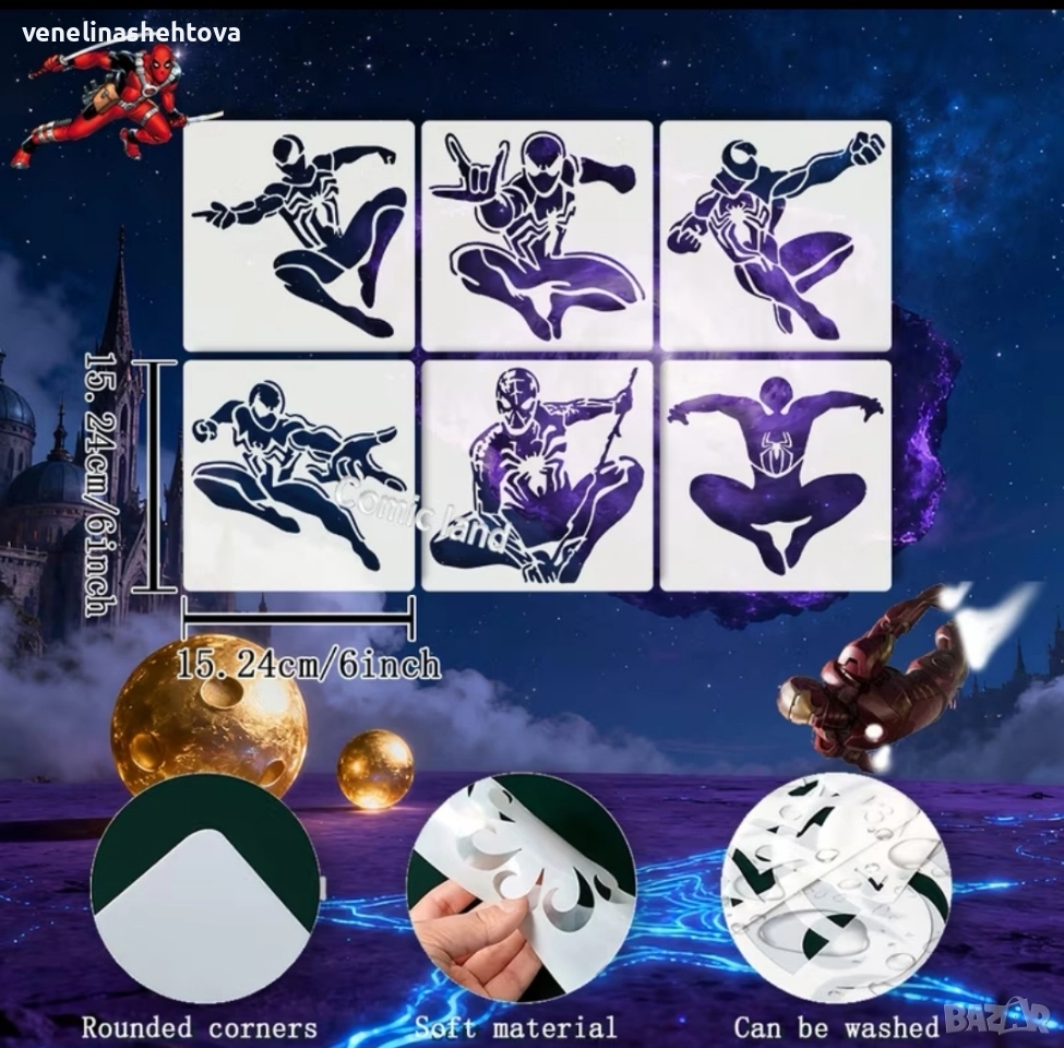 Спайдърмен Spiderman шаблон стенсил за декорация на торта скрапбукинг , снимка 1