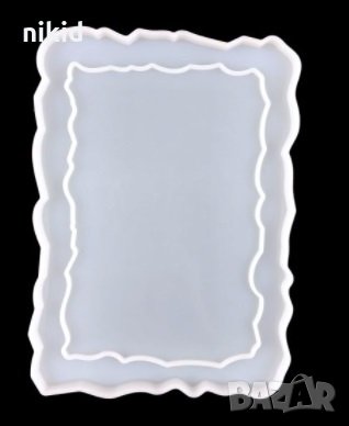 Грамадна назъбена правоъгълна рамка силиконов молд форма фондан смола гипс шоколад пано, снимка 1