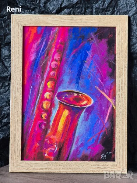 Джаз, картина оригинал, пастел, снимка 1