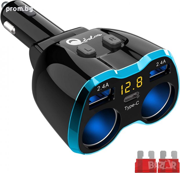 Зарядно устройство с индикатор за запалка на автомобил, USB, снимка 1