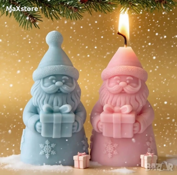 3D Дядо Коледа с шапка подарък Силиконов молд за свещи гипс сапун смола , снимка 1