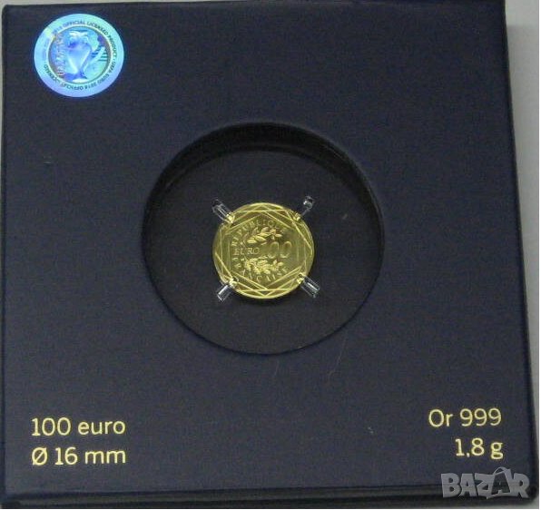 Златна монета 100 евро "Шампионска лига 2016" 1.80 грама, снимка 1