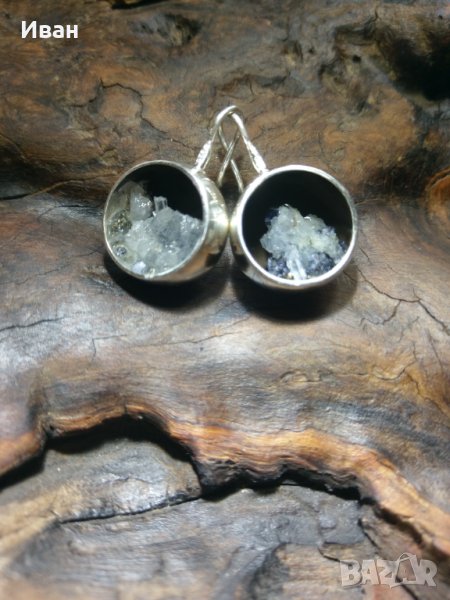 Сребърни обеци с кристали, снимка 1