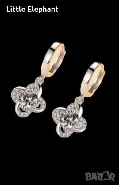 Сребърни висящи обеци цветя,white/нови, снимка 1