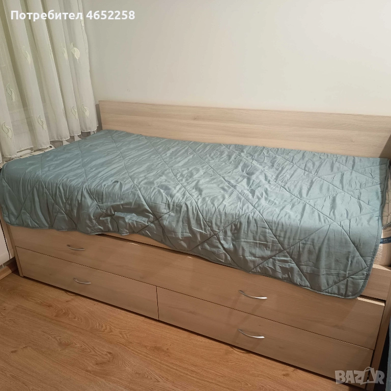 Двойно детско легло с издърпване и място за съхранение, снимка 1