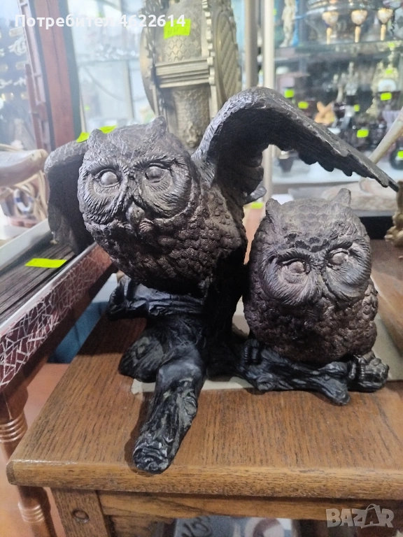 МНОГО КРАСИВА ФИГУРА ОТ БРОНЗ НА КУКУМЯВКА С МАЛКОТО , снимка 1