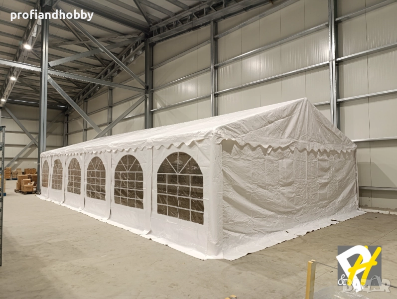 Професионална шатра 6x14м, PVC 500г/м2 - бяла, снимка 1