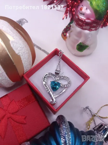 Сребърно колие с кристали , снимка 1