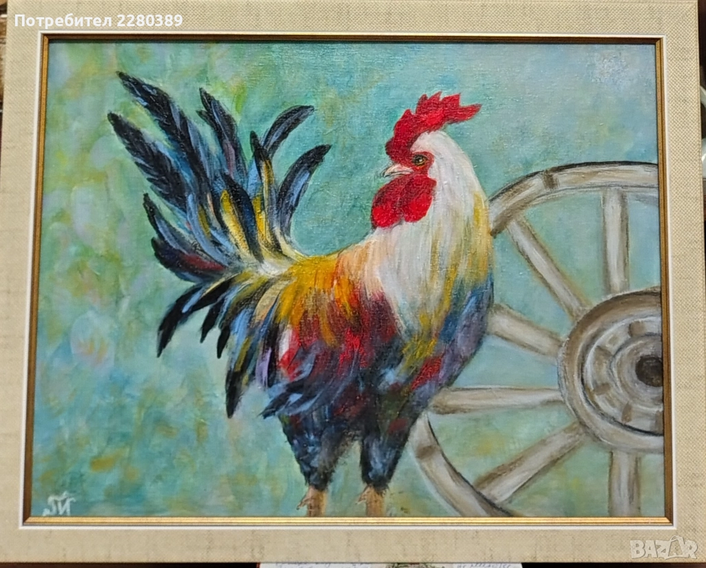 Картина ръчно рисувана Петел, снимка 1