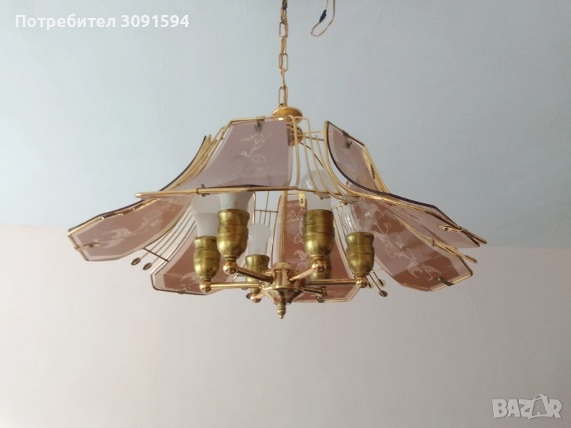 Винтидж полюлей месинг стъкло , снимка 1