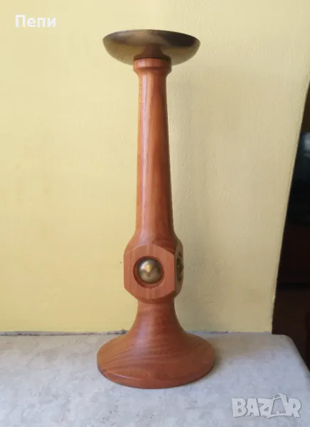 Дървен свещник, снимка 1