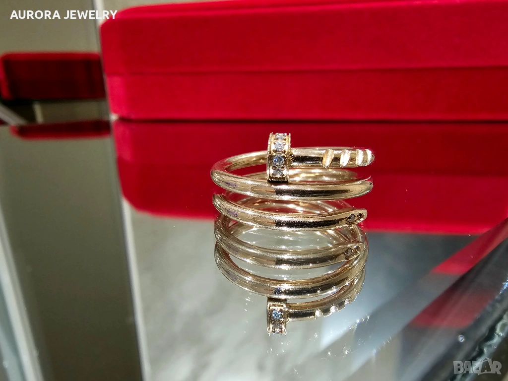 CARTIER Nail Juste un Clou Double Rose Gold Diamonds Пръстен Пирон, снимка 1