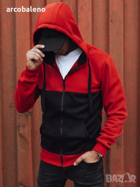 Мъжки суичър с цип и качулка , снимка 1