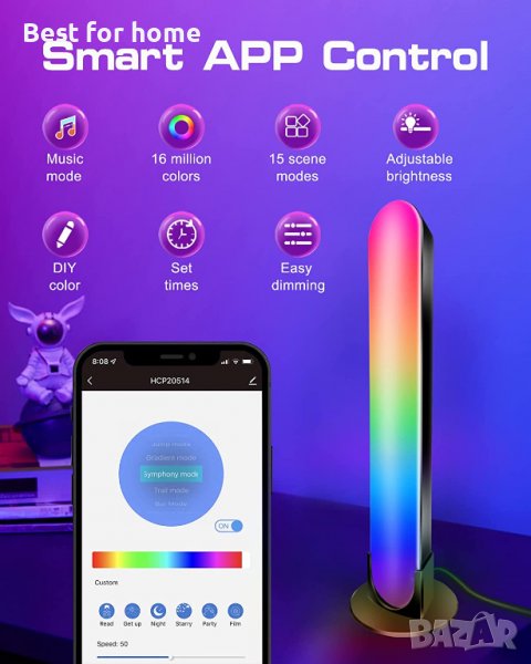 Интелигентни LED светлинни ленти с управление от APP,RGB светлинна лента с 15 сценични режима, Bluet, снимка 1