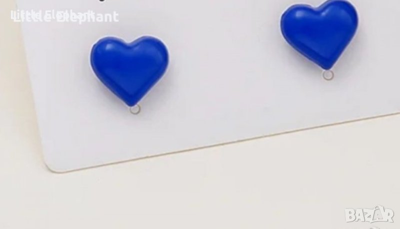 Сребърни обеци сърца,малки,колекция"Hearts"middle blue/нови, снимка 1