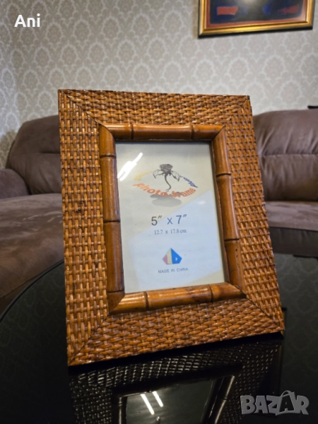 Бамбукова,плетена рамка за снимка, снимка 1