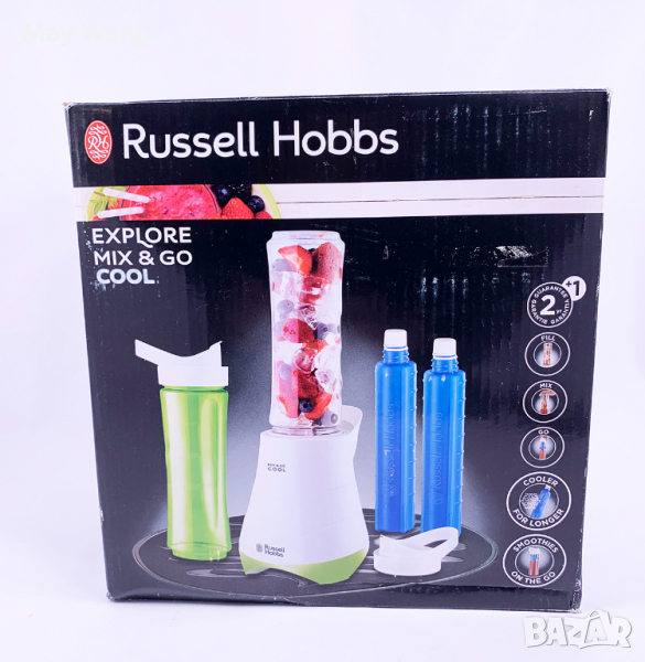 Блендер Russell Hobbs  Mix & Go Cool, 2 пластмасови контейнера, 300 W, 600 мл, като нов, снимка 1