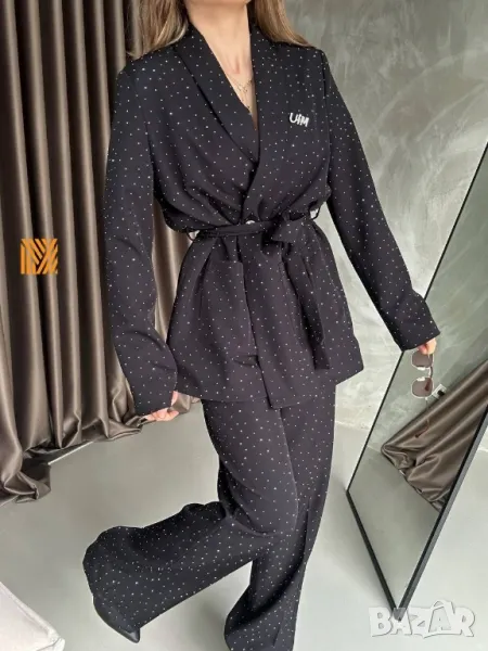 дамски комплект сако и панталон с камъни miu miu , снимка 1