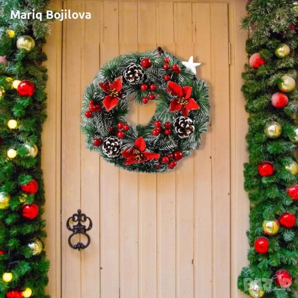 Голям коледен венец за декорация, 40 см., снимка 1