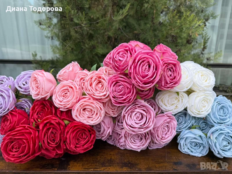 Изкуствени цветя роза с 9 или 10 глави, снимка 1