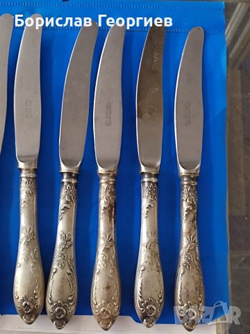 Руски ножове нерж с посребрени дръжки, снимка 4 - Прибори за хранене, готвене и сервиране - 41404683