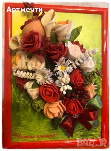 Пано от изкуствени рози в рамка