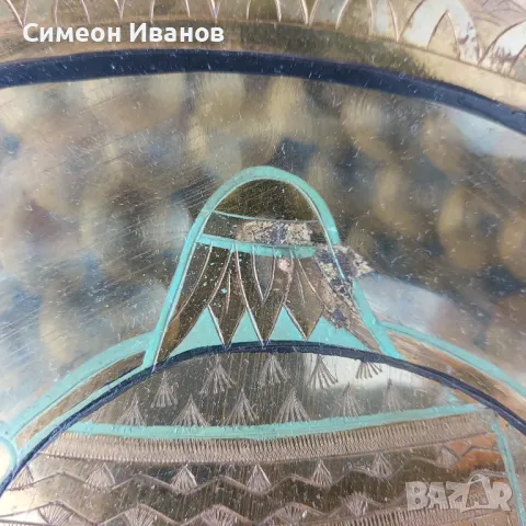 Стара месингова чиния декорация за стена с Клеопатра 34см #5612 , снимка 7 - Други ценни предмети - 47733878