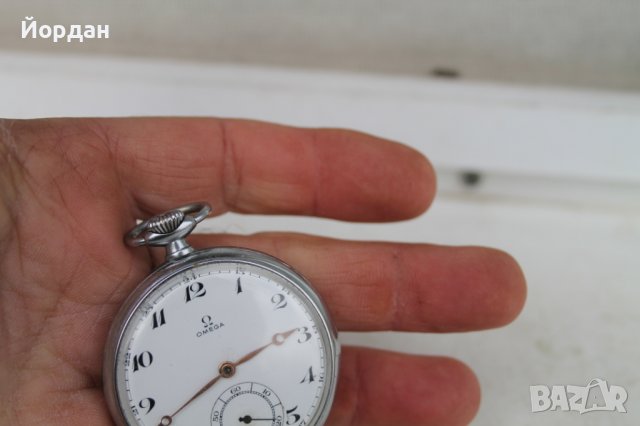 Джобен часовник ''Омега'' порцеланов циферблат 48 мм, снимка 2 - Колекции - 39376467