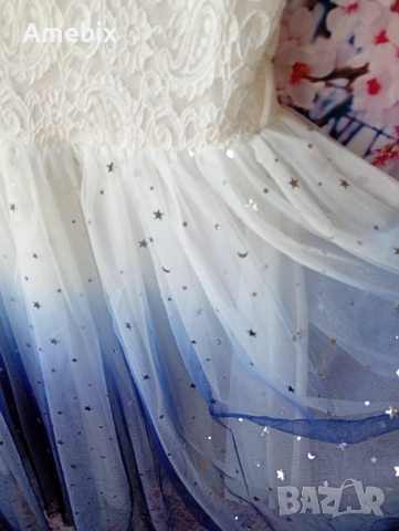 Елегантна парти детска рокля с дантела за 12г