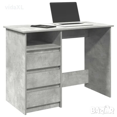 vidaXL Бюро, бетонно сиво, 102x50x75 см, инженерно дърво, снимка 2 - Бюра - 56148274