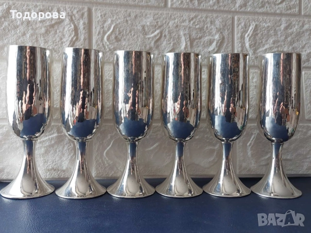 Прекрасни шест броя сребърни чаши за вино, сребро 800