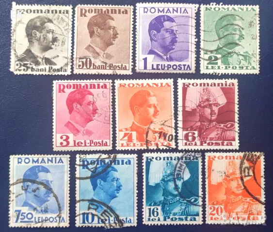 Румъния, 1935 -1940 г. - непълна серия марки с печат, личности, 5*18, снимка 1