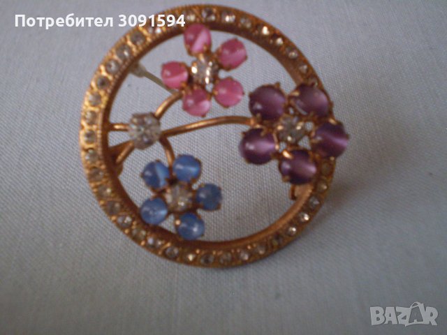 красива рядка антикварна брошка със цветя , снимка 7 - Антикварни и старинни предмети - 40106757