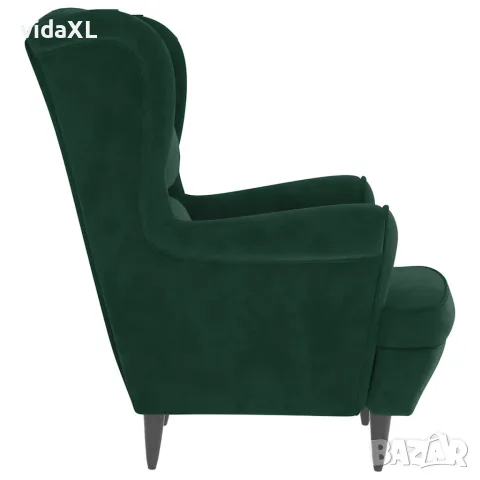 vidaXL Фотьойл, тъмнозелен, кадифе, снимка 4 - Дивани и мека мебел - 56146811