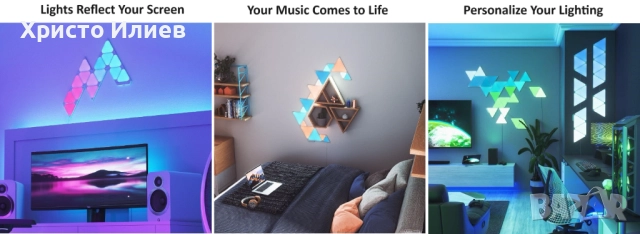 Светлинни панели Nanoleaf Shapes Hexagons Starter 9 броя бели, снимка 4 - Други - 52534641