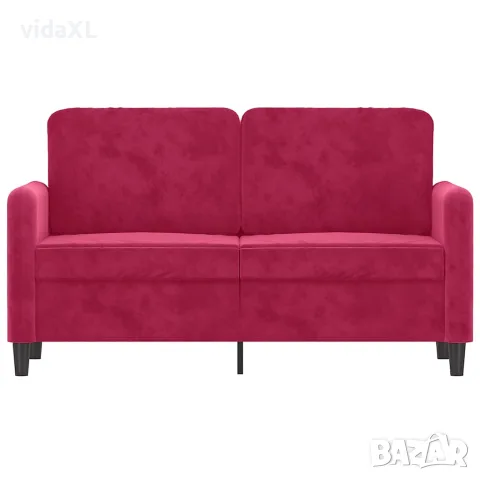 vidaXL 2-местен диван, виненочервен, 120 см, кадифе, снимка 3 - Дивани и мека мебел - 56148419