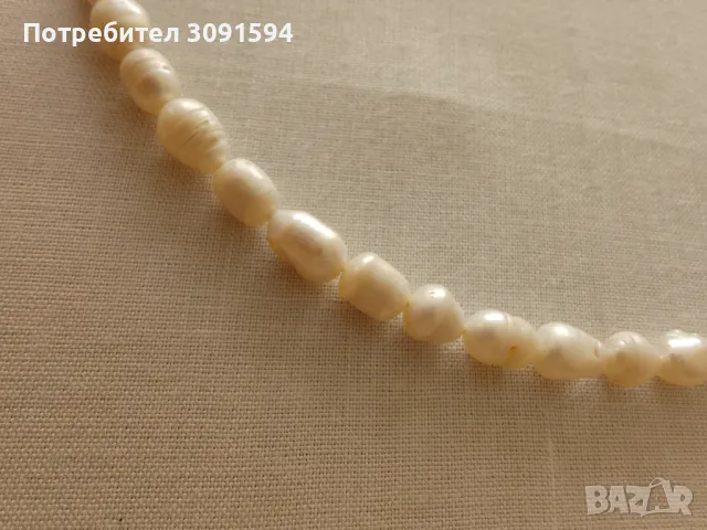 Бяла естествена сладководна перлена огърлица , снимка 6 - Колиета, медальони, синджири - 48128851