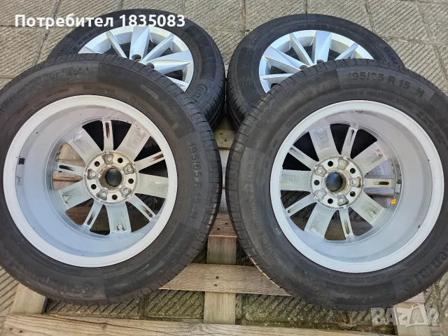 Лети джанти 15ки 5х112 + летни гуми 195/65/15 Continental, снимка 8 - Гуми и джанти - 55993455