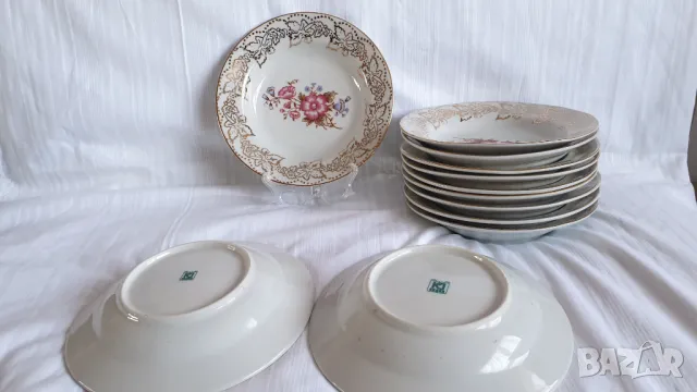 Комплект порцеланови чинии на Коста Йорданов- Видин-12 броя, снимка 9 - Антикварни и старинни предмети - 48124557