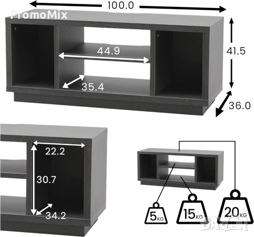 Шкаф за телевизор Iris Ohyama OTS-100S ‎532134 TV шкаф ТВ поставка за хол , снимка 8 - Шкафове - 51760139