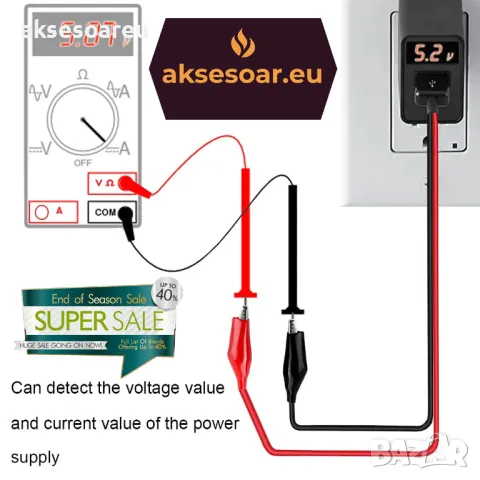 Нова тестова сонда преходник от USB към кабели със захващащи скоби тип „крокодил“ за мултицет кола, снимка 6 - Кабели и адаптери - 50232666