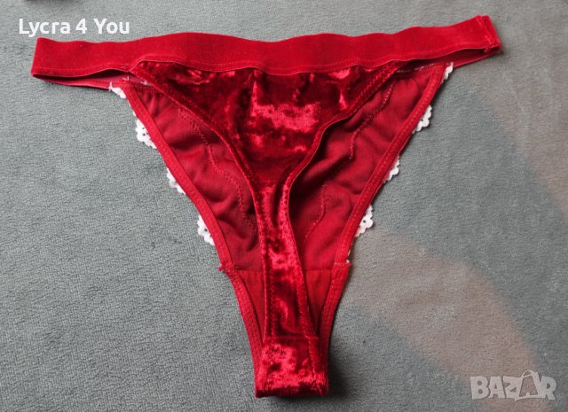 S/M червен плюшен комплект от прашка и бюстие, снимка 7 - Бельо - 40959474