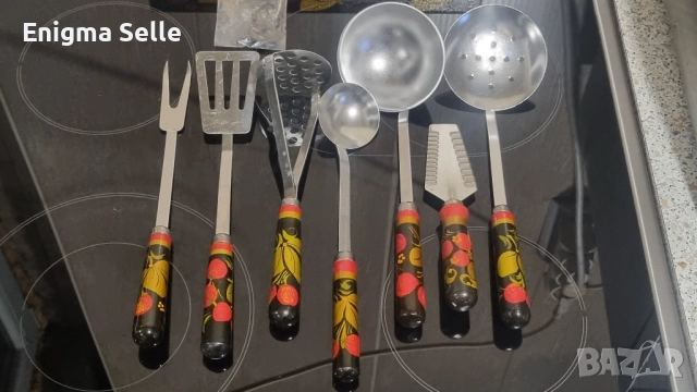 Винтидж руски съветски кухненски стенен комплект, ръчно рисуван, хохлома, СССР, 70-те години, рядък, снимка 4 - Антикварни и старинни предмети - 52505568