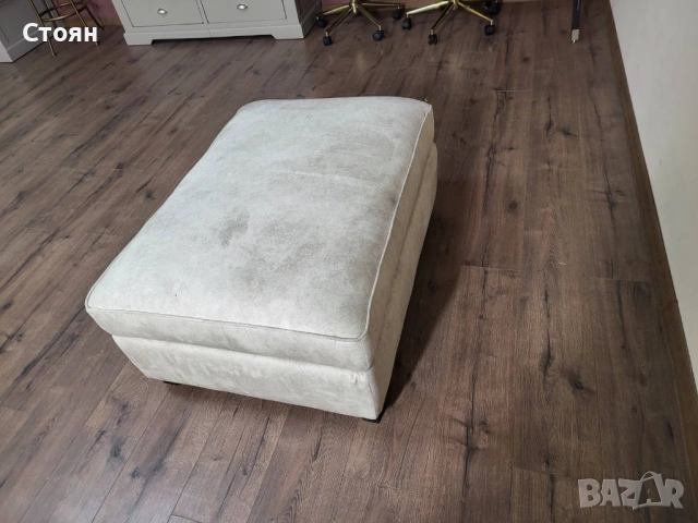 Кремава табурека от плат с функция ракла, снимка 2 - Дивани и мека мебел - 53699326