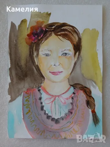 Картичина: Момиче с българска носия, снимка 1