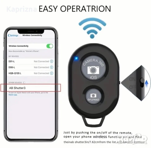 безжично Bluetooth дистанционно управление, снимка 6 - Селфи стикове, аксесоари - 50809830
