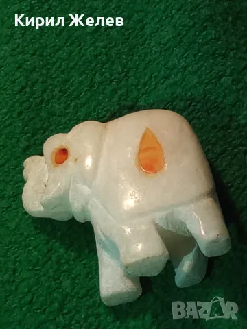 ДЕКОРАТИВНО КАМЕННО СЛОНЧЕ РЪЧНА МАЙСТОРСКА АРТ ИЗРАБОТКА с ИНКРУСТИРАН МАЛАХИТ 13617, снимка 11 - Статуетки - 46801318