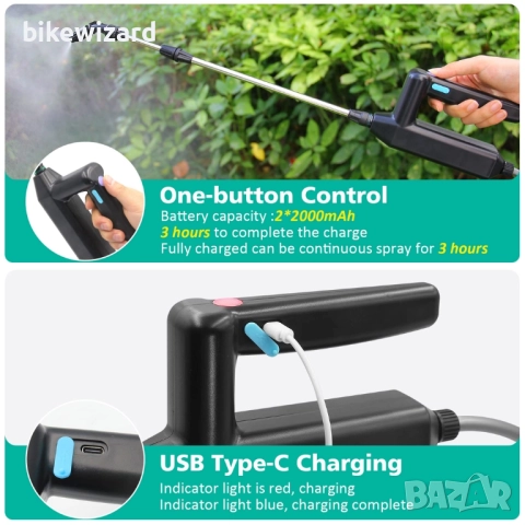  	SYLSTAR 5L Акумулаторна пръскачка 3 дюзи за мъгла, презареждаща се USB НОВА , снимка 2 - Градинска техника - 52251336