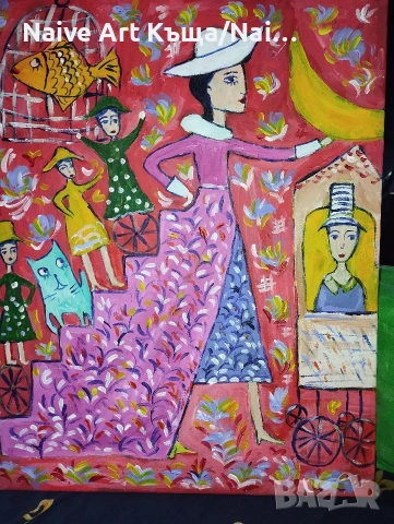 Картина платно маслени бои акрилни бои размер в.52/ ш.42, снимка 3 - Картини - 53293082